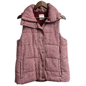 Women's Old Navy Maroon Sleeveless Tweed Fleece Lined Puffer Vest